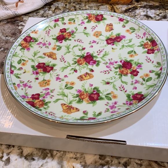 Royal Albert SOC Spring Chintz Cake Plate & Server, NIB, beautiful piece - Picture 7 of 14